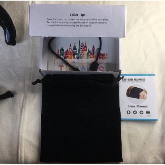 Unisex Sleep Mask Headphones USB Cord And Drawstring Travel Bag - Picture 5 of 5